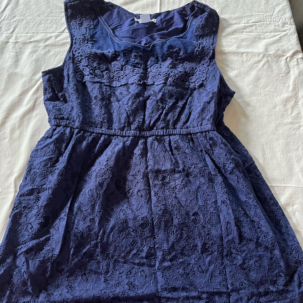 Navy blue lace maternity tank top